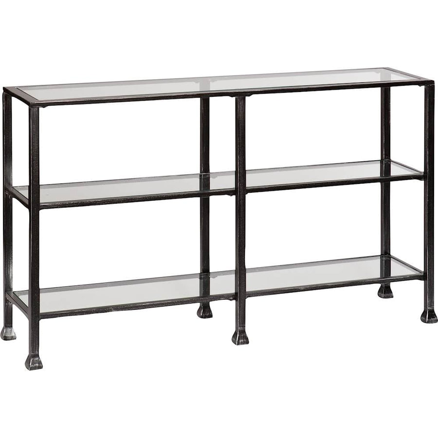 SEI Furniture - Metal/Glass 3-Tier Console Table - Distressed Black_0