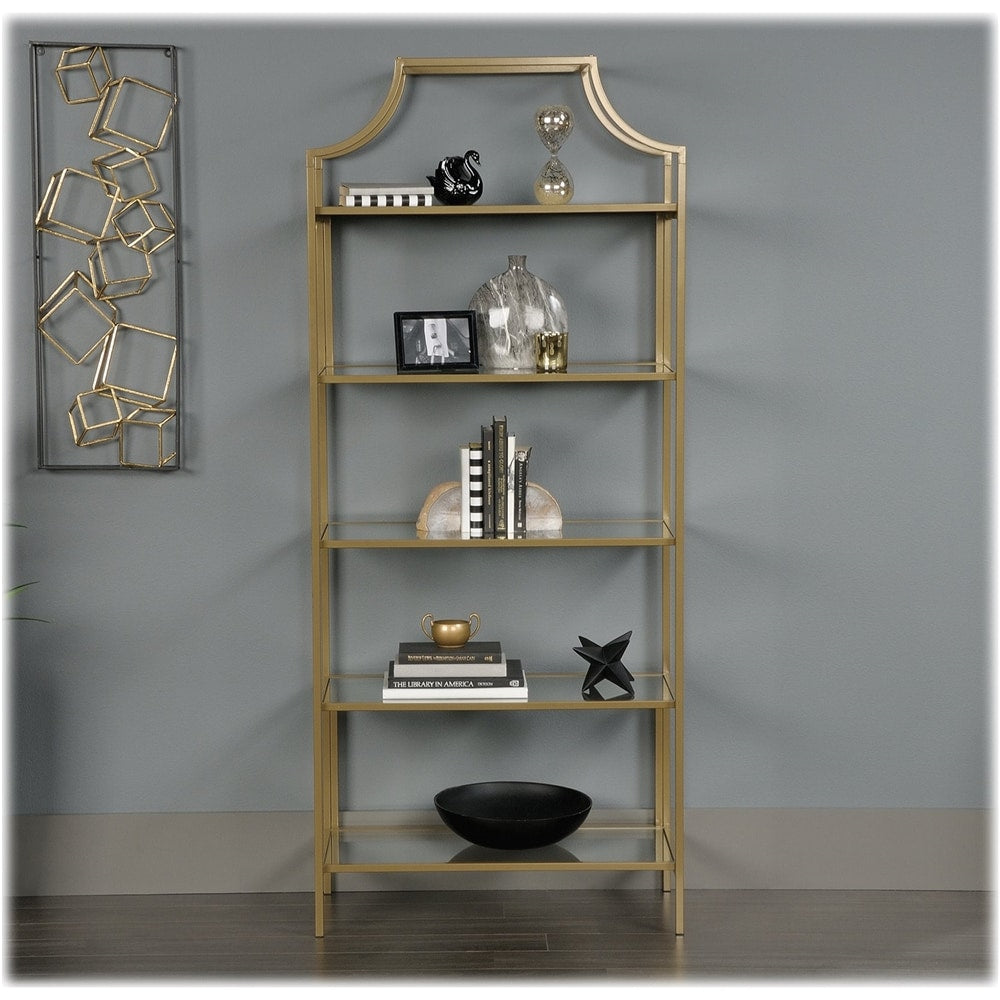 Sauder - International Lux Collection 5-Shelf Bookcase - Satin Gold_0