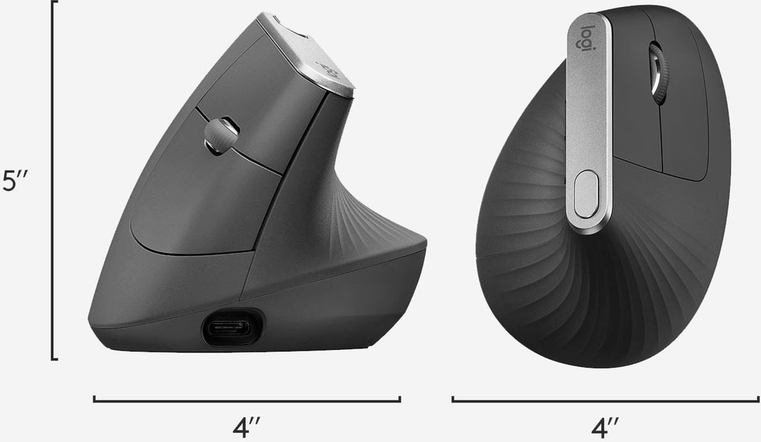 Logitech - MX Vertical Advanced Wireless Optical Mouse with Ergonomic Design - Graphite_4