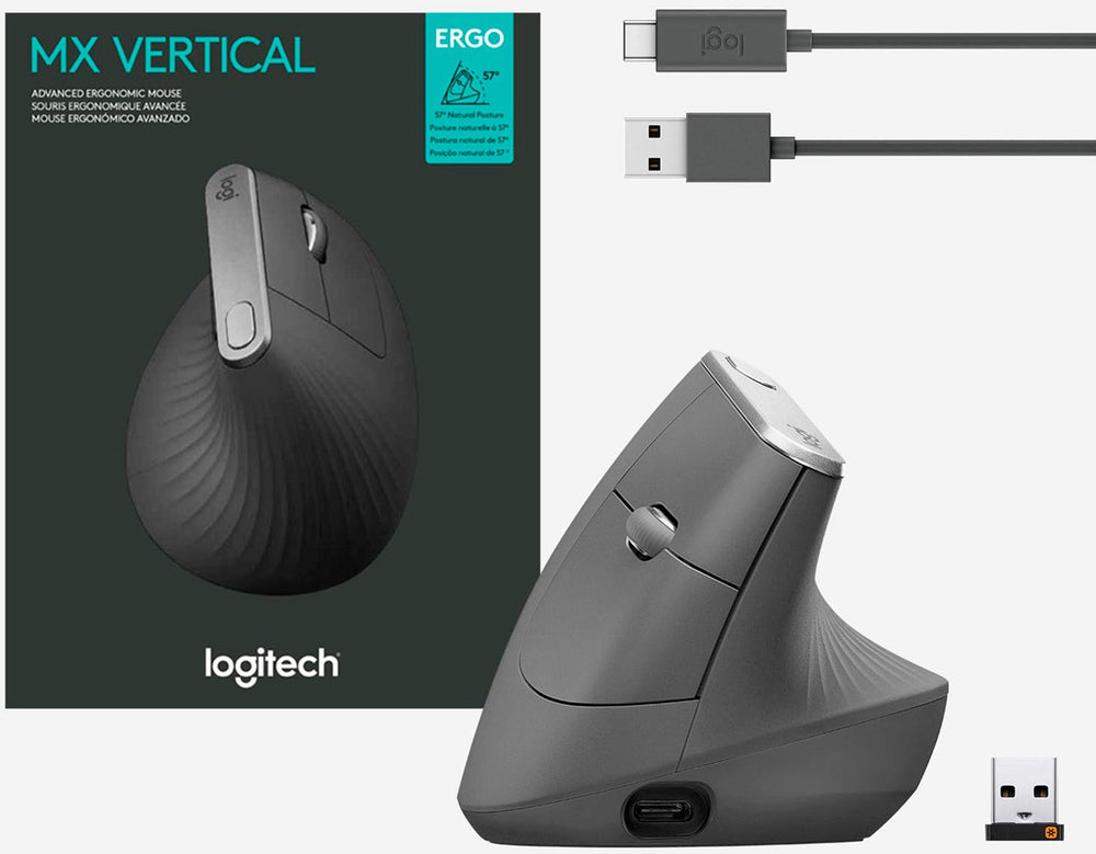 Logitech - MX Vertical Advanced Wireless Optical Mouse with Ergonomic Design - Graphite_1