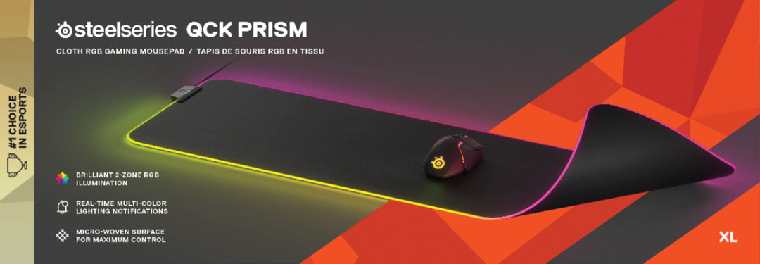 SteelSeries - QcK Prism Cloth Gaming Mouse Pad with 2-Zone RGB Illumination XL - Black_2