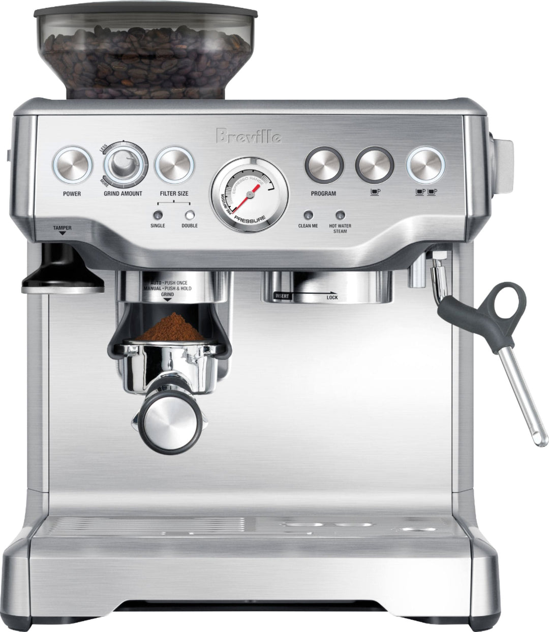 Breville - the Barista Express Espresso Machine with 15 bars of pressure, Milk Frother and intergrated grinder - Stainless Steel_0
