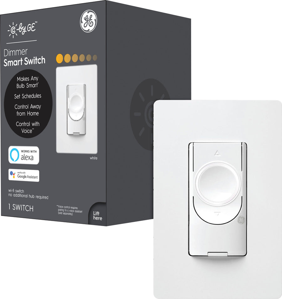 GE - CYNC Dimmer Smart Switch, Neutral Wire Required, Bluetooth and 2.4 GHz Wifi (Packing May Vary) - White_0