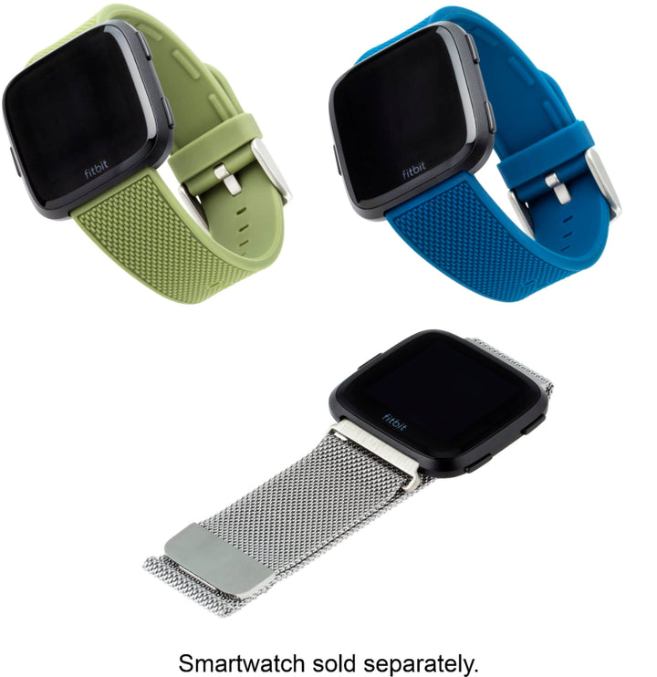 WITHit - Band Kit for Fitbit Versa, Versa Lite and Versa 2 (3-Pack) - Silver/Olive/Navy_0