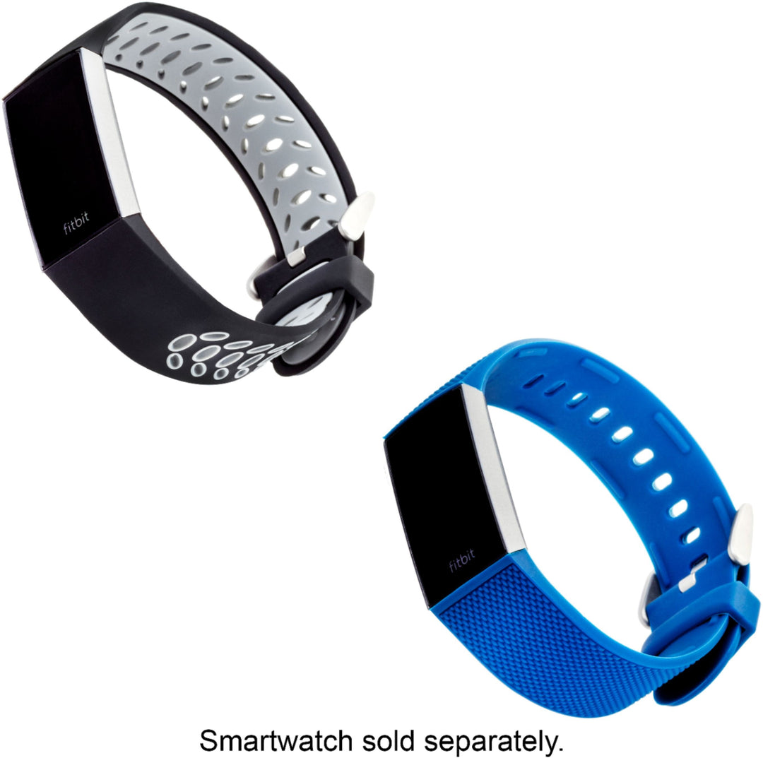 WITHit - Band Kit for Fitbit Charge 3 and Charge 4 (2-Pack) - Black/Gray/Blue_2