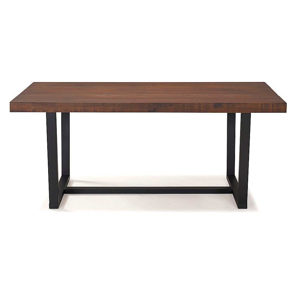 Walker Edison - Rectangular Solid Pine Wood Dining Table - Mahogany_0
