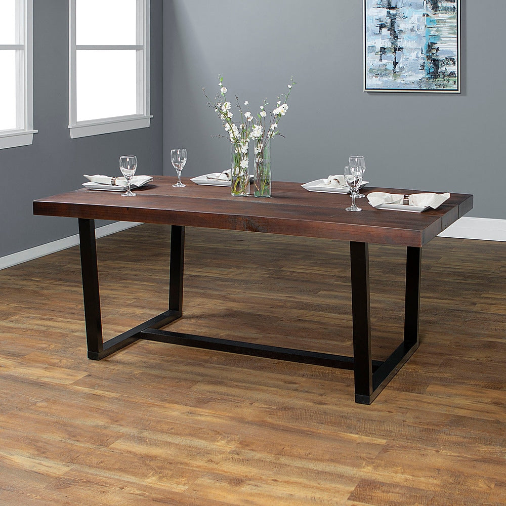 Walker Edison - Rectangular Solid Pine Wood Dining Table - Mahogany_7