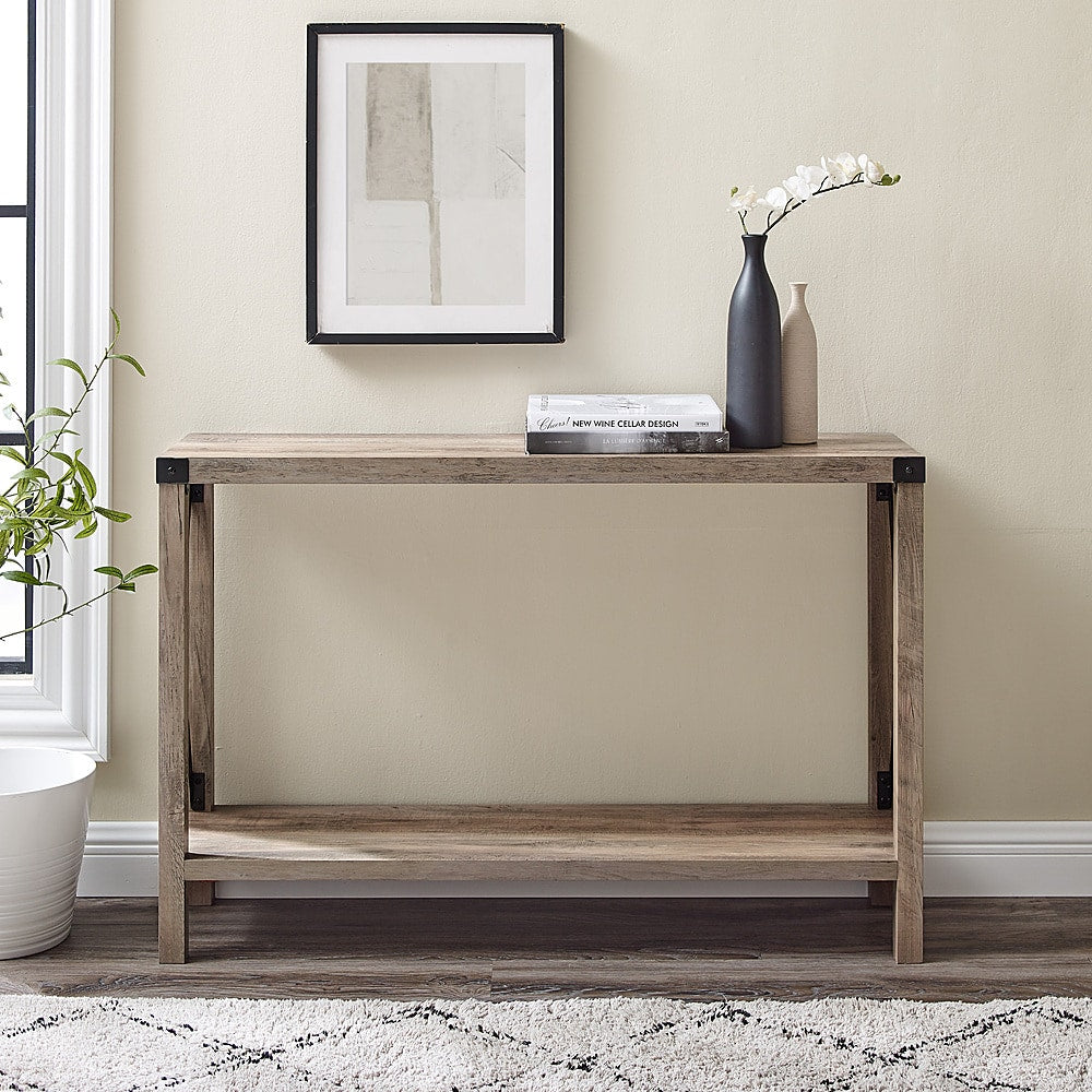 Walker Edison - Farmhouse Rustic Entryway/Accent Table - Gray Wash_3