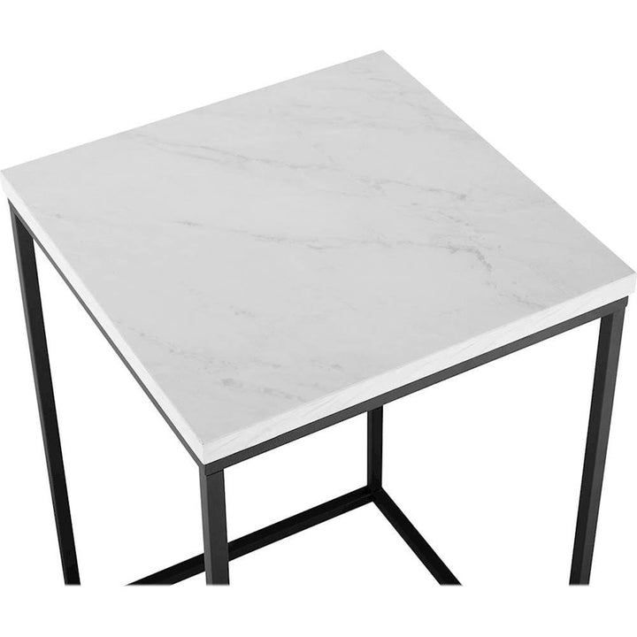 Walker Edison - Modern Open Sided End/Side Table - Faux White Marble/Black_4