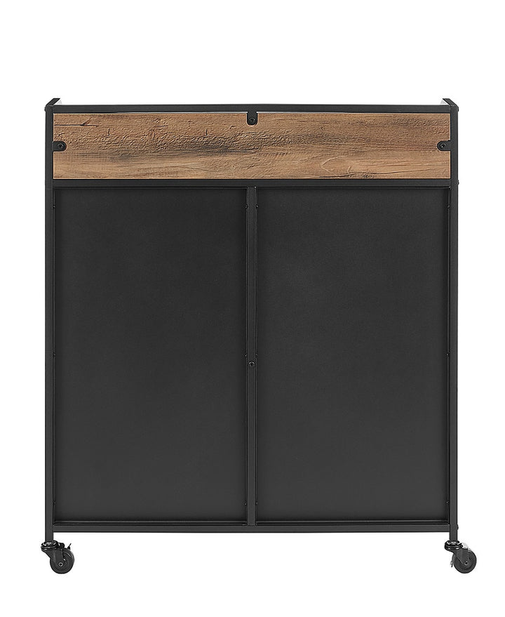 Walker Edison - Mesh 2-Door Bar Cabinet - Rustic Oak_7