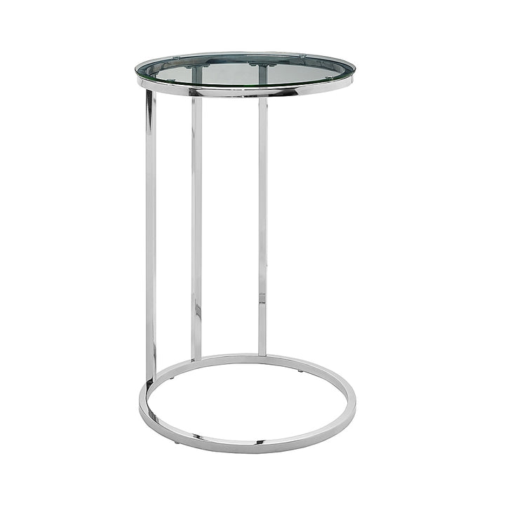 Walker Edison - Modern Round End/Side Table - Glass/Chrome_1