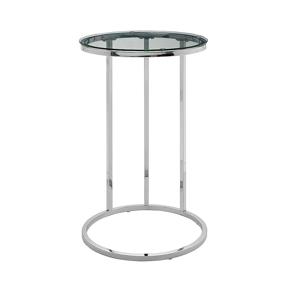 Walker Edison - Modern Round End/Side Table - Glass/Chrome_0