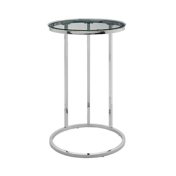 Walker Edison - Modern Round End/Side Table - Glass/Chrome_0