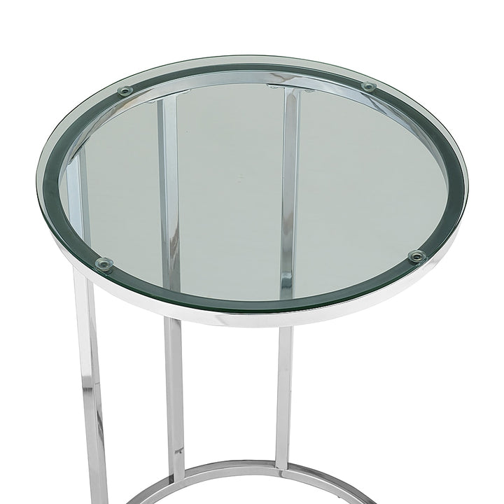 Walker Edison - Modern Round End/Side Table - Glass/Chrome_5