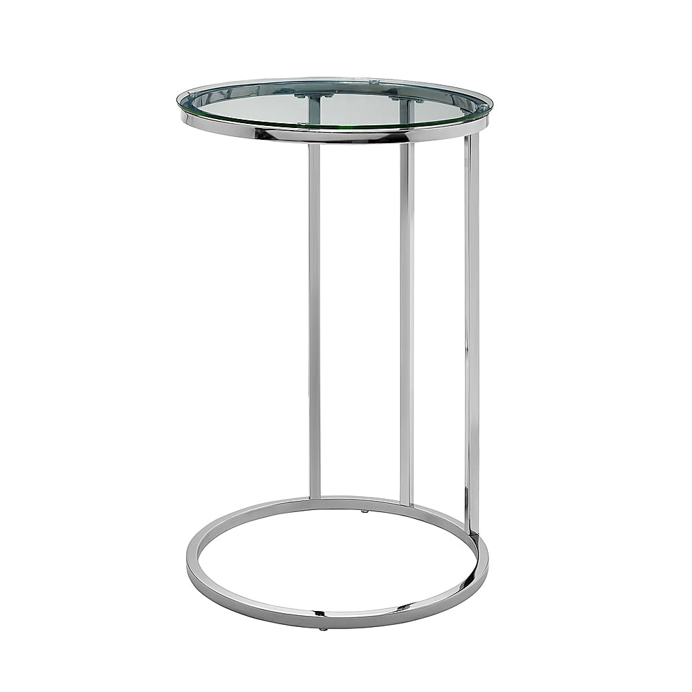 Walker Edison - Modern Round End/Side Table - Glass/Chrome_2