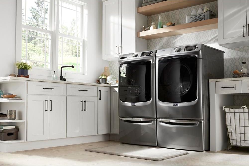 Maytag - 4.8 Cu. Ft. High Efficiency Stackable Front Load Washer with Steam and Extra Power Button - Metallic slate_2
