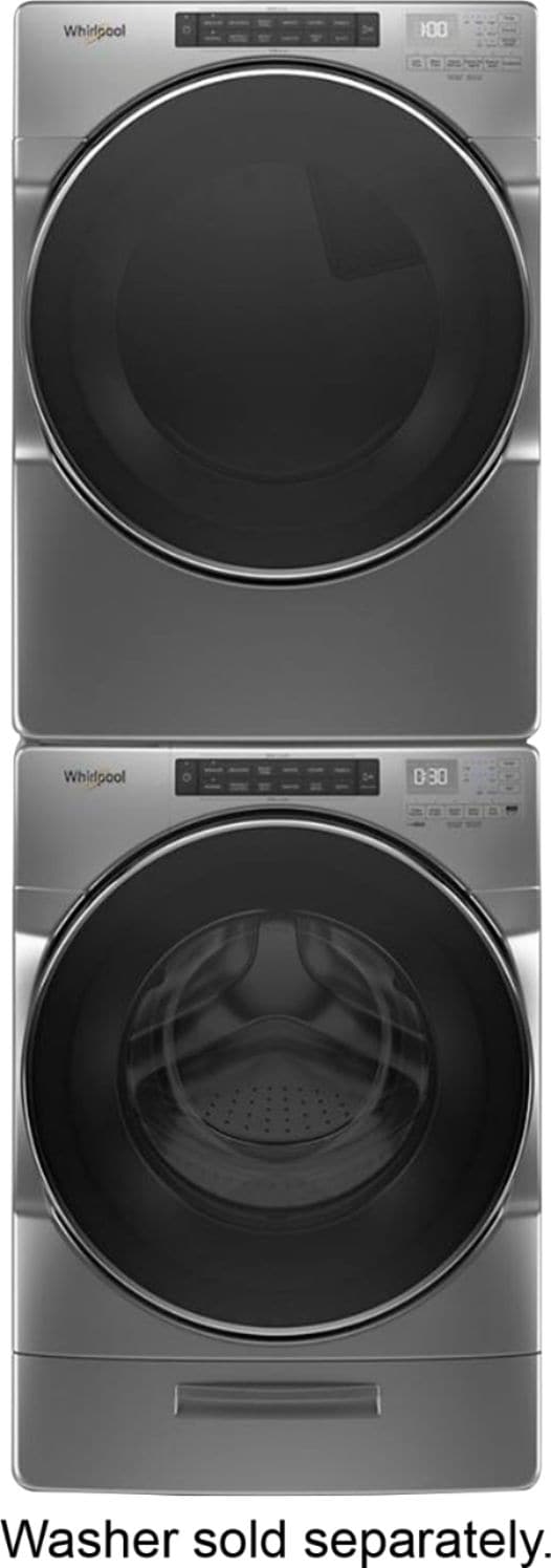 Whirlpool - 7.4 Cu. Ft. Stackable Electric Dryer with Steam and Wrinkle Shield Plus Option - Chrome shadow_8