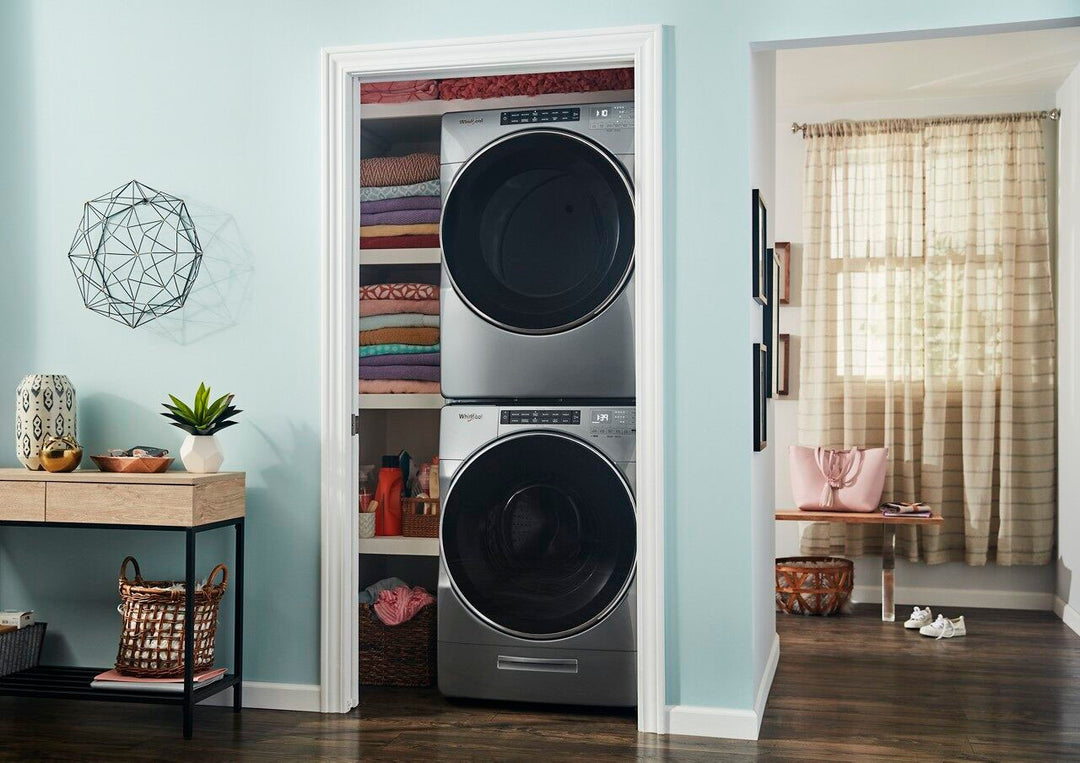 Whirlpool - 7.4 Cu. Ft. Stackable Electric Dryer with Steam and Wrinkle Shield Plus Option - Chrome shadow_15