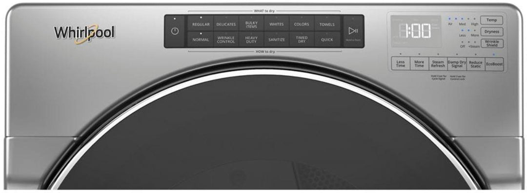 Whirlpool - 7.4 Cu. Ft. Stackable Electric Dryer with Steam and Wrinkle Shield Plus Option - Chrome shadow_12