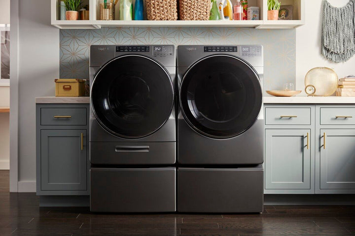 Whirlpool - 7.4 Cu. Ft. Stackable Electric Dryer with Steam and Wrinkle Shield Plus Option - Chrome shadow_14