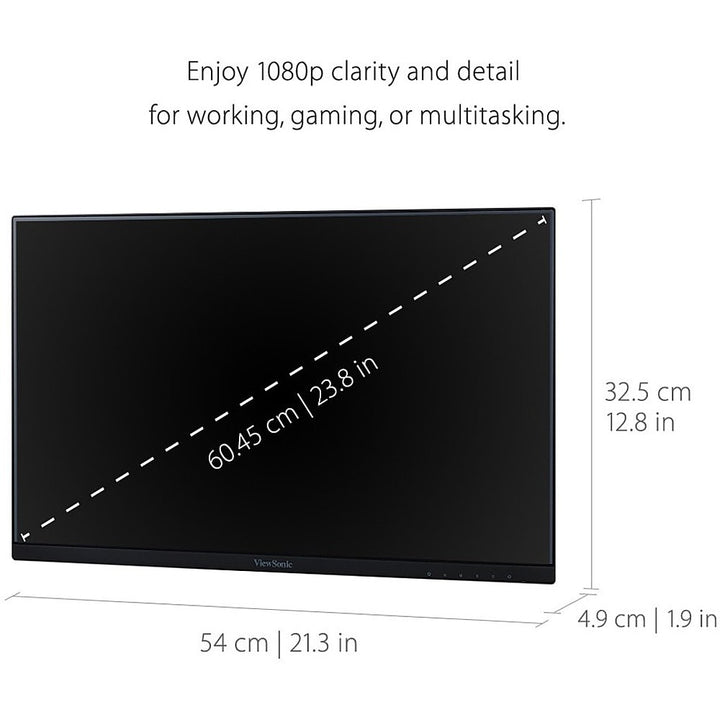 ViewSonic - 23.8 LCD FHD Monitor (DisplayPort VGA, HDMI) - Black_12