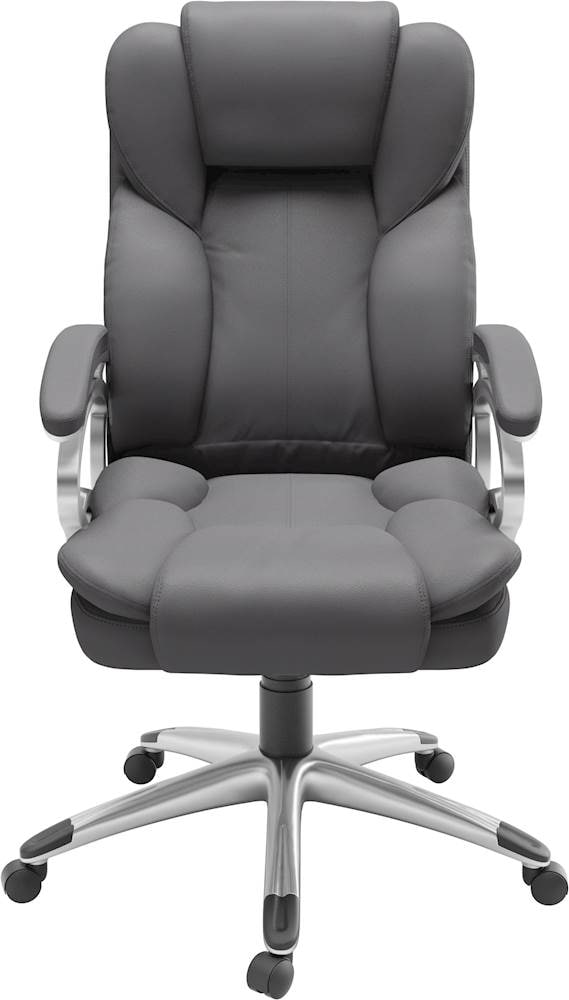 CorLiving - 5-Pointed Star Leatherette Executive Chair - Steel Gray_0