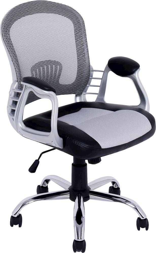 CorLiving - Workspace 5-Pointed Star Leatherette and Mesh Office Chair - Gray/Black_1