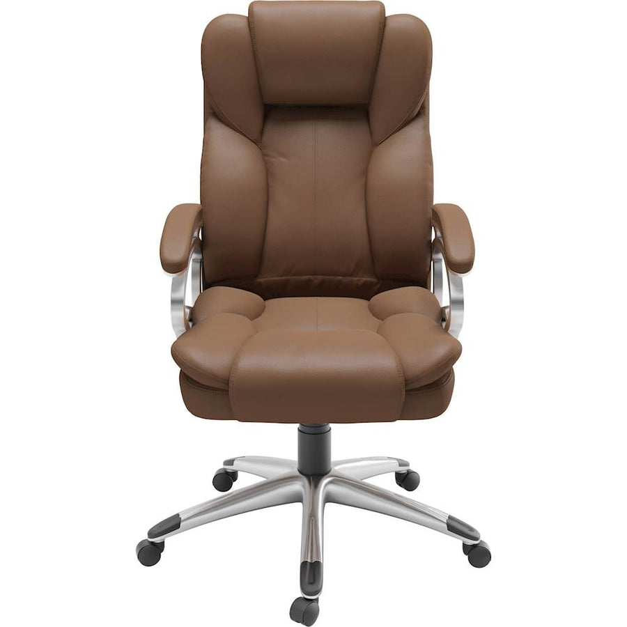 CorLiving - 5-Pointed Star Leatherette Executive Chair - Caramel Brown_0