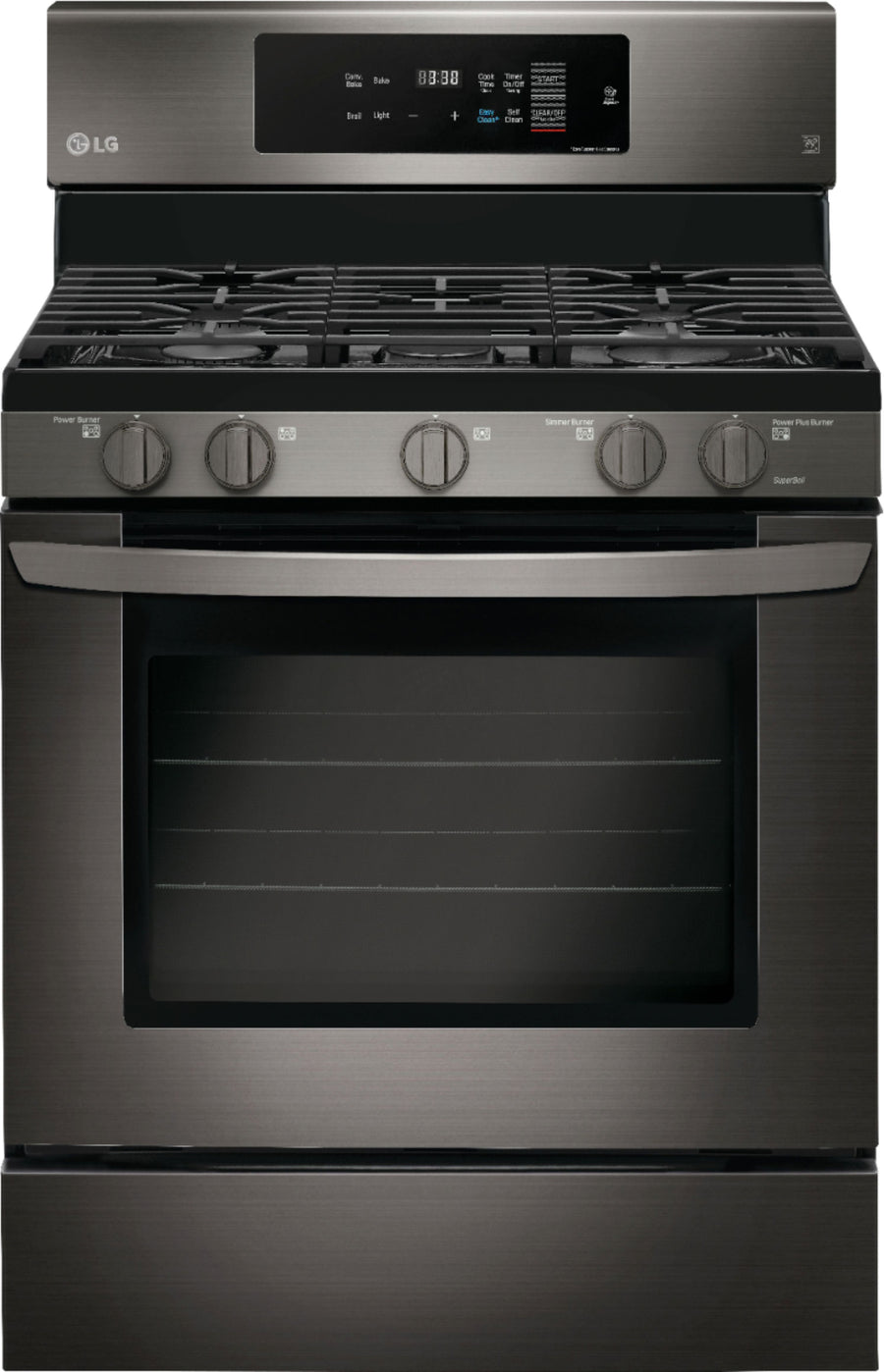 LG - 5.4 Cu. Ft. Self-Cleaning Freestanding Gas Convection Range with EasyClean - Black stainless steel_0