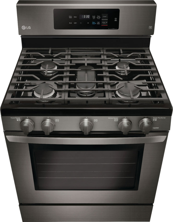 LG - 5.4 Cu. Ft. Self-Cleaning Freestanding Gas Convection Range with EasyClean - Black stainless steel_5