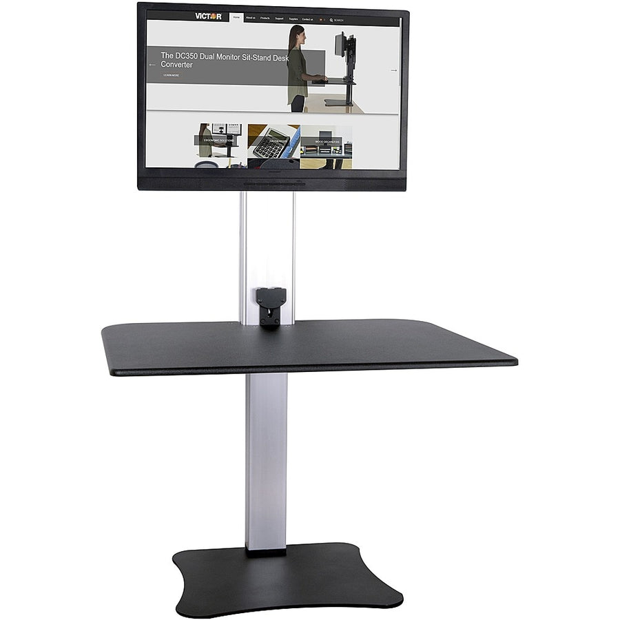 Victor - High Rise Electric Height Adjustable Standing Desk Workstation - Black, Aluminum_0