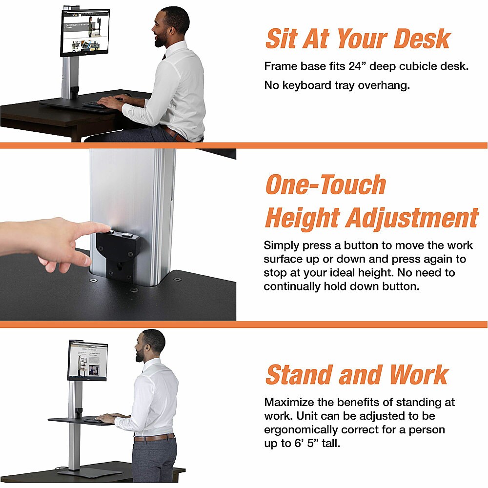 Victor - High Rise Electric Height Adjustable Standing Desk Workstation - Black, Aluminum_1