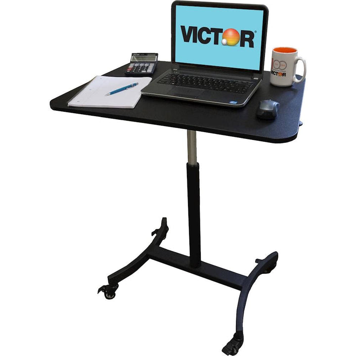 Victor - High Rise Rectangle Polyvinyl Chloride (PVC) Table Desk - Silver/Black_4