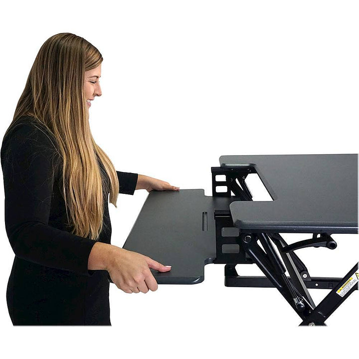 Victor - Adjustable Standing Desk with Keyboard Tray - Charcoal Gray And Black_4