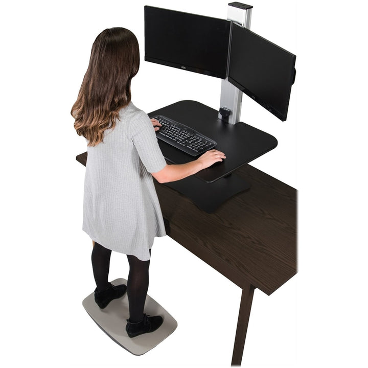 Victor - High Rise Electric Dual Monitor Height Adjustable Standing Desk Workstation - Black, Aluminum_7