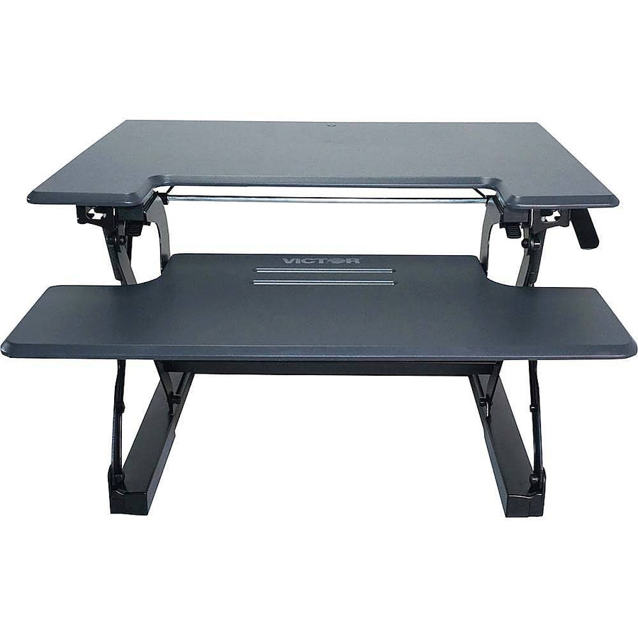 Victor - High Rise Height Adjustable Standing Desk with Keyboard Tray - Charcoal Gray And Black_0