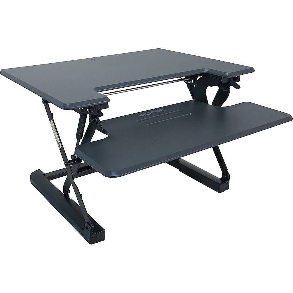 Victor - High Rise Height Adjustable Standing Desk with Keyboard Tray - Charcoal Gray And Black_1