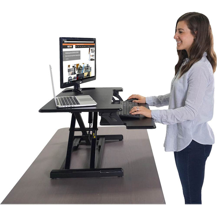 Victor - High Rise Height-Adjustable Compact Standing Desk with Keyboard Tray - Black_5