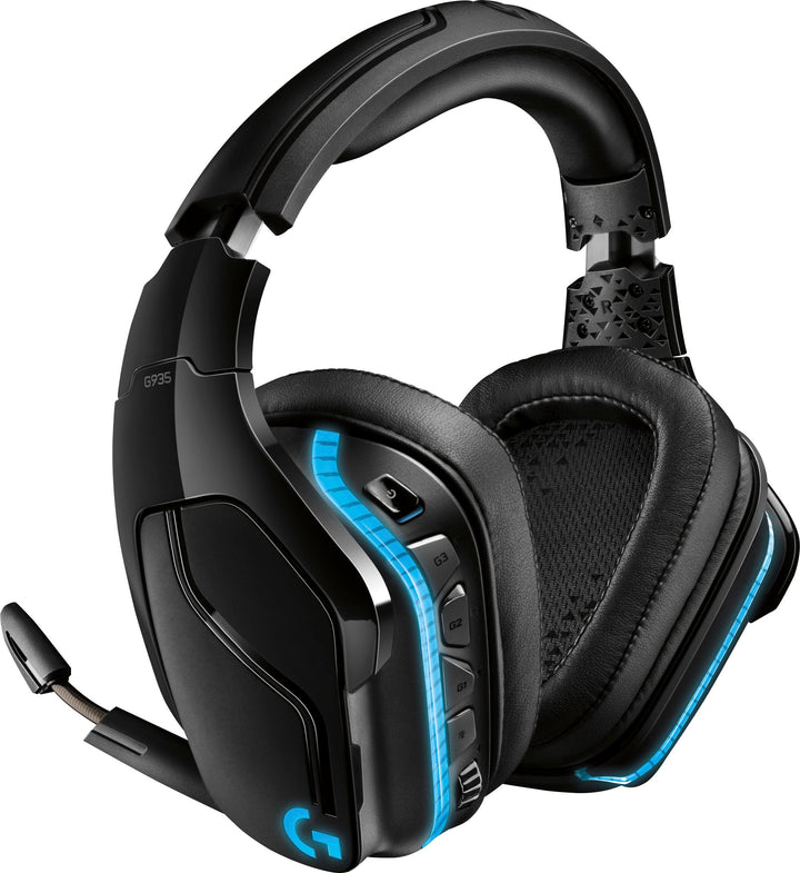 Logitech - G935 Wireless 7.1 Surround Sound Over-the-Ear Gaming Headset for PC with LIGHTSYNC RGB Lighting - Black/Blue_0