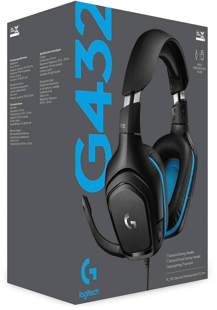 Logitech - G432 Wired DTS Headphone:X 2.0 Surround Sound Over-the-Ear Gaming Headset for PC with Flip-to-Mute Mic - Black/Blue_3