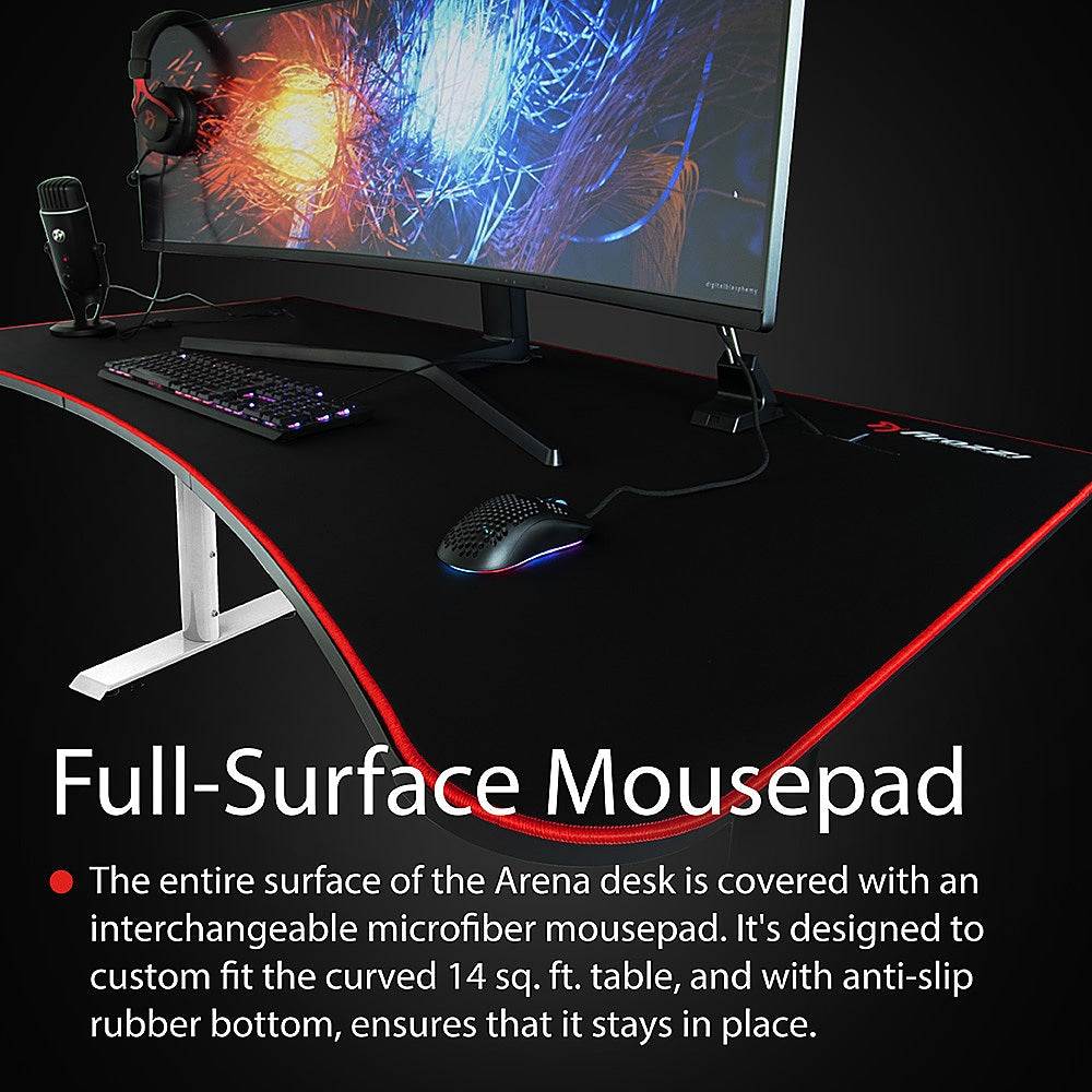 Arozzi - Arena Ultrawide Curved Gaming Desk - White with Black/Red Accents_6
