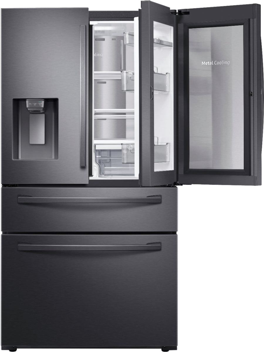 Samsung - 22.4 cu. ft. 4-Door French Door Counter Depth Refrigerator with Food Showcase - Black stainless steel_0