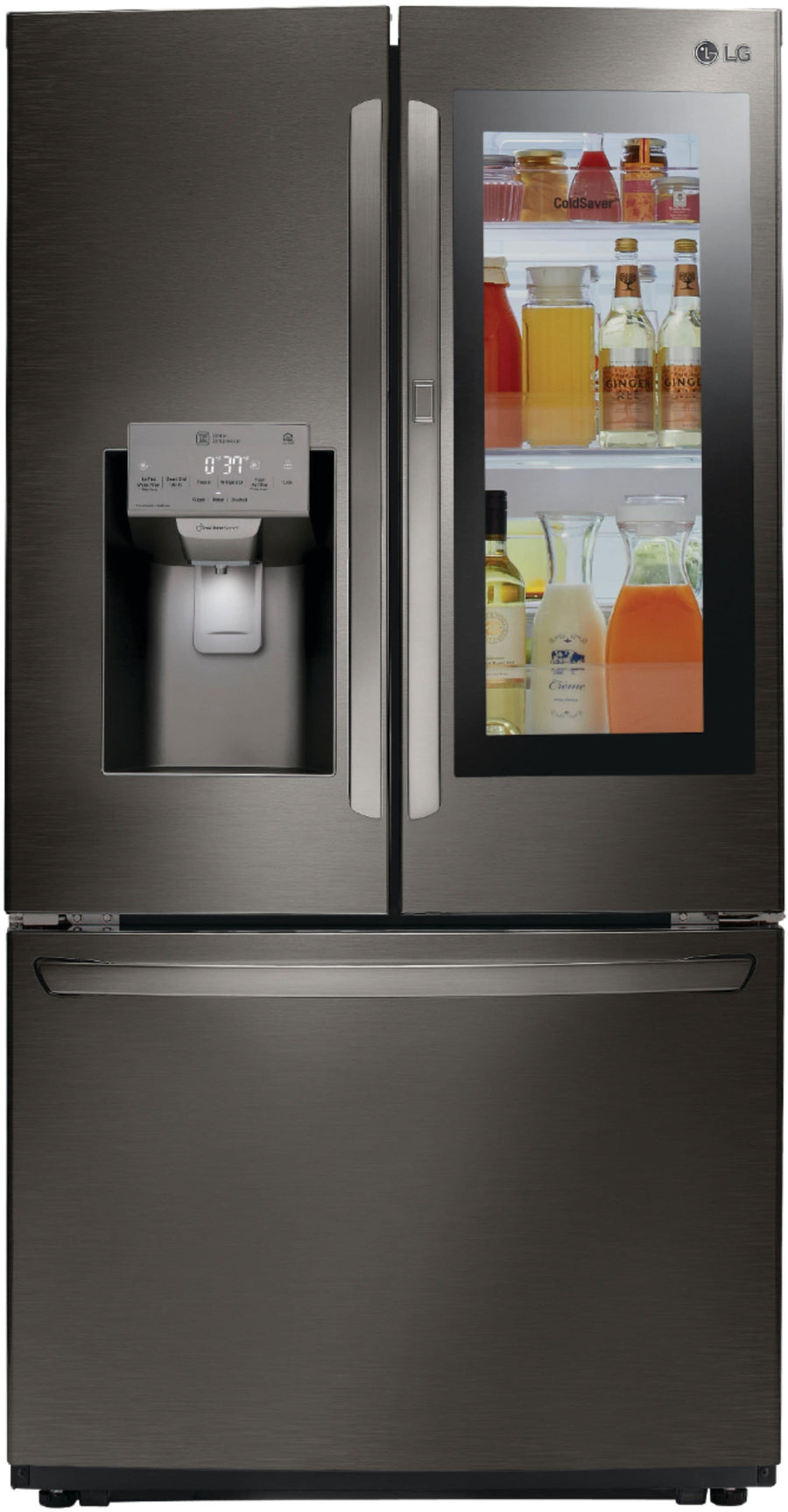 LG - 26 Cu. Ft. French Door-in-Door Smart Refrigerator with Dual Ice Maker and InstaView - Black stainless steel_0