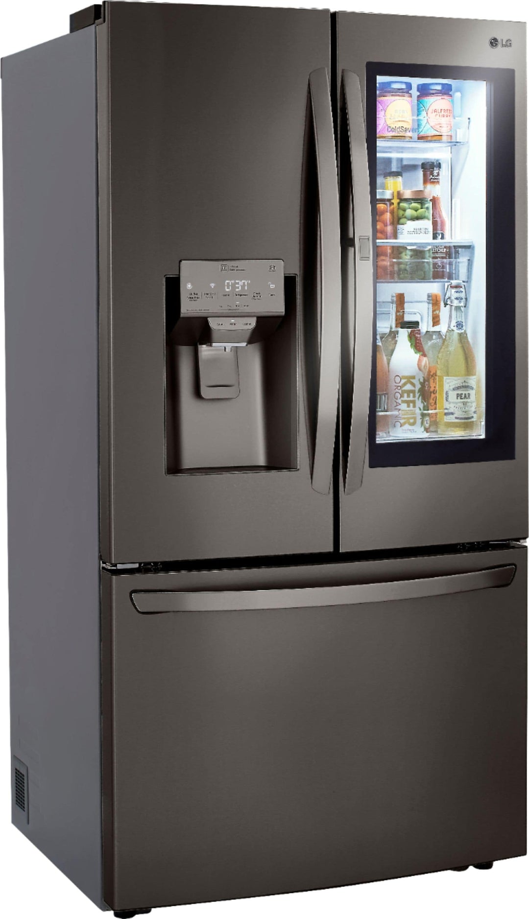 LG - 23.5 Cu. Ft. French Door-in-Door Counter-Depth Smart Refrigerator with Craft Ice and InstaView - Black stainless steel_1