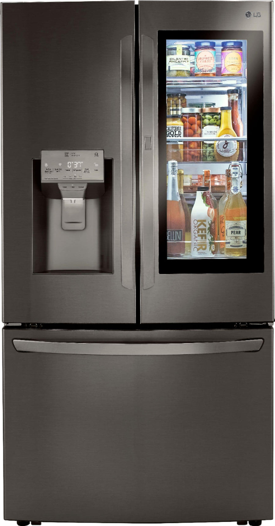 LG - 23.5 Cu. Ft. French Door-in-Door Counter-Depth Smart Refrigerator with Craft Ice and InstaView - Black stainless steel_0