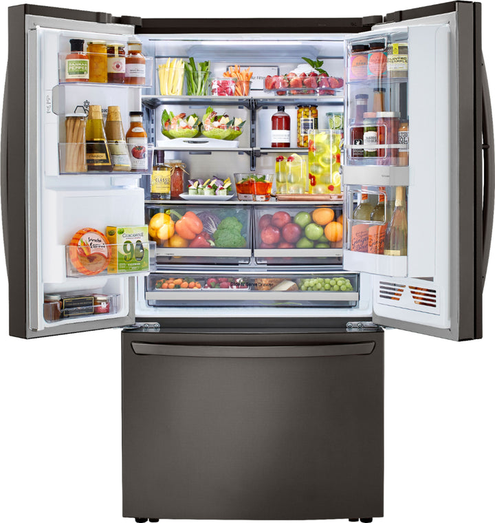 LG - 23.5 Cu. Ft. French Door-in-Door Counter-Depth Smart Refrigerator with Craft Ice and InstaView - Black stainless steel_32