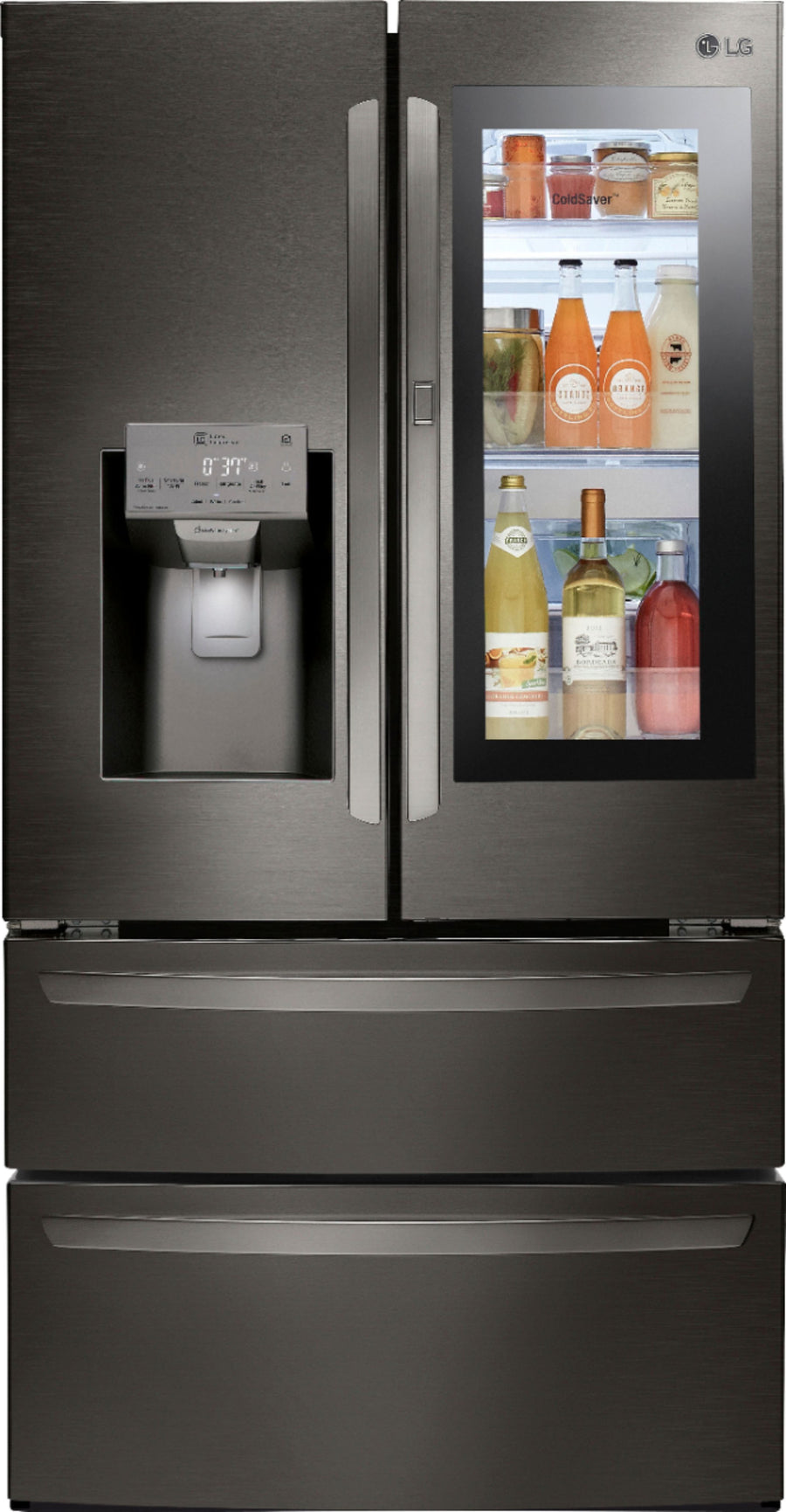 LG - 27.8 Cu. Ft. 4-Door French Door Smart Refrigerator with InstaView - Black stainless steel_0