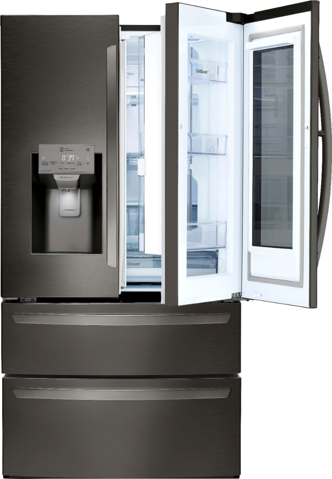 LG - 27.8 Cu. Ft. 4-Door French Door Smart Refrigerator with InstaView - Black stainless steel_18