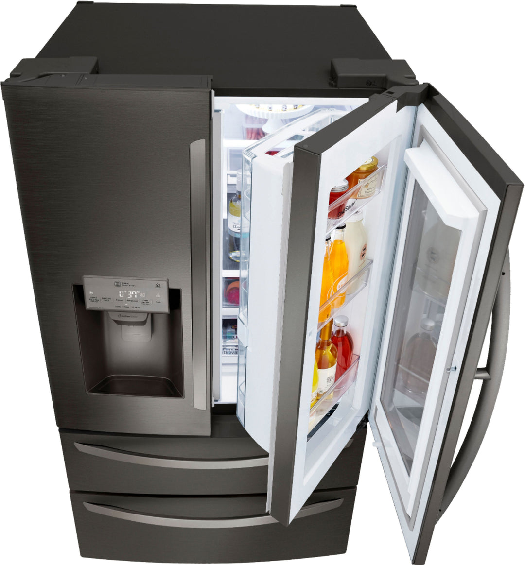 LG - 27.8 Cu. Ft. 4-Door French Door Smart Refrigerator with InstaView - Black stainless steel_3