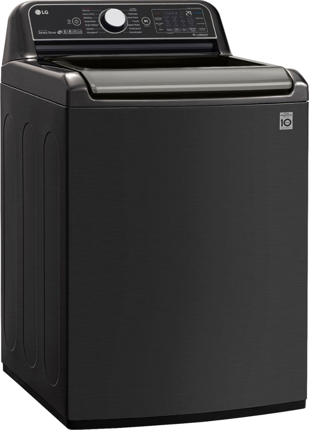 LG - 5.5 Cu. Ft. High-Efficiency Smart Top Load Washer with Steam and TurboWash3D Technology - Black steel_1
